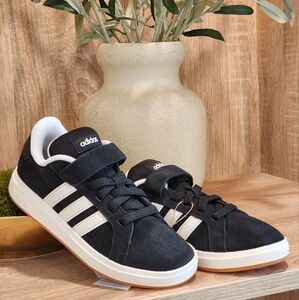 Adidas Grand Court OOs Fastening Strap Casual Sneakers Kids Black Shoes Size 13K